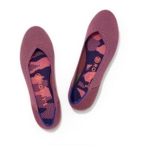 Worn 1x Rothy’s the flat rose double stitch round toe dusty pink red knit ballet